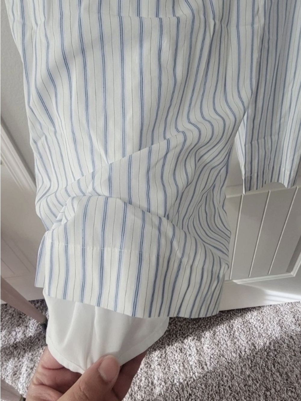 Abercrombie And Fitch Blue And White Striped Poplin Wide Leg Pant Sz 29 - Picture 4 of 6